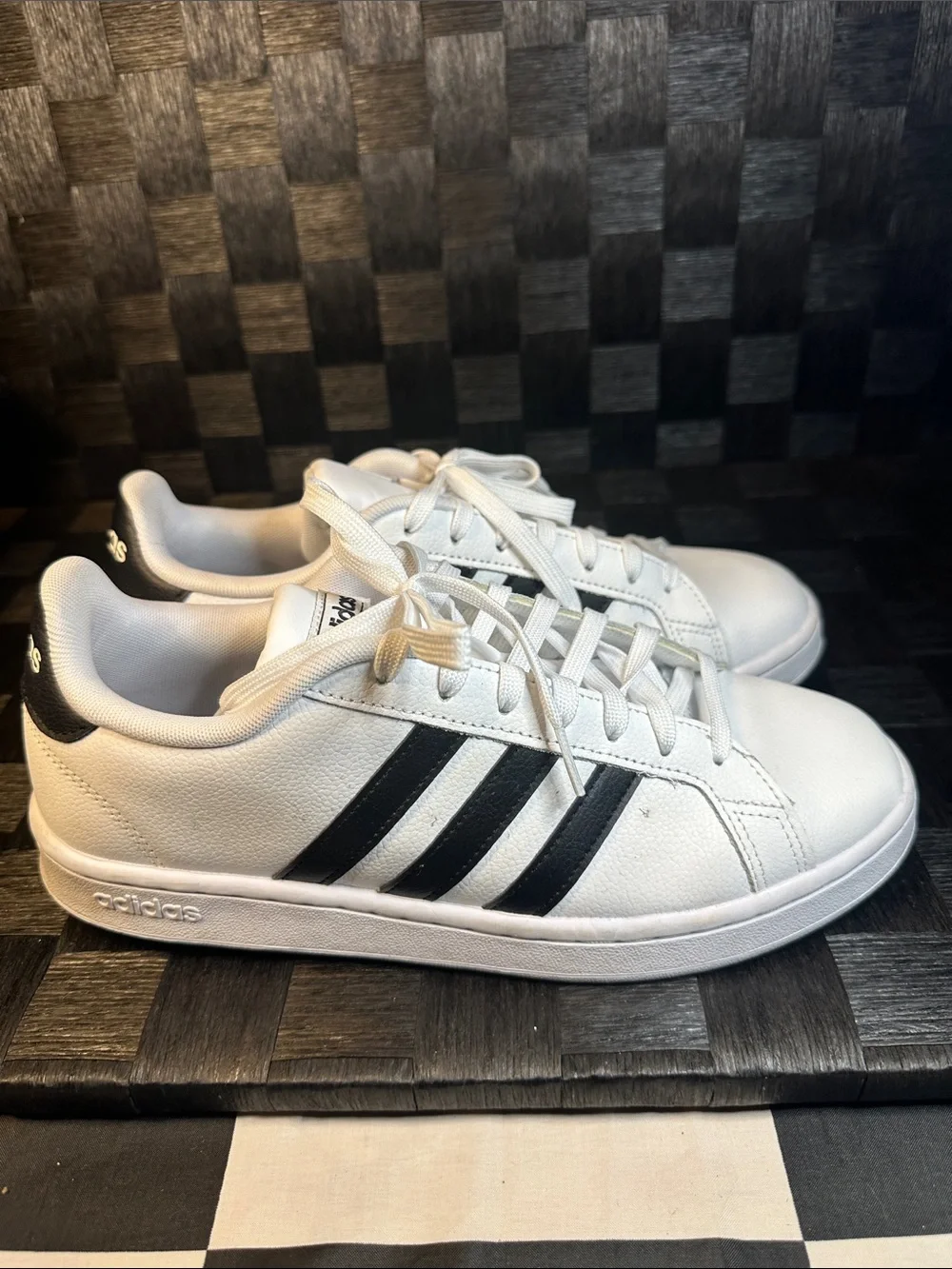 adidas Men’s White Sneakers with Black Stripes